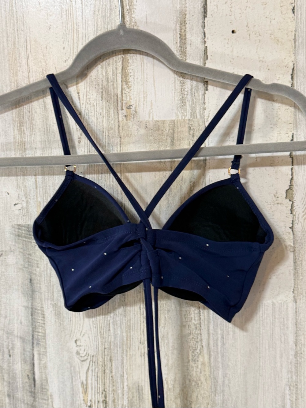 Robin Piccone Navy Twist-Front Swim Bra with Rhinestone Accents - Picture 7 of 8